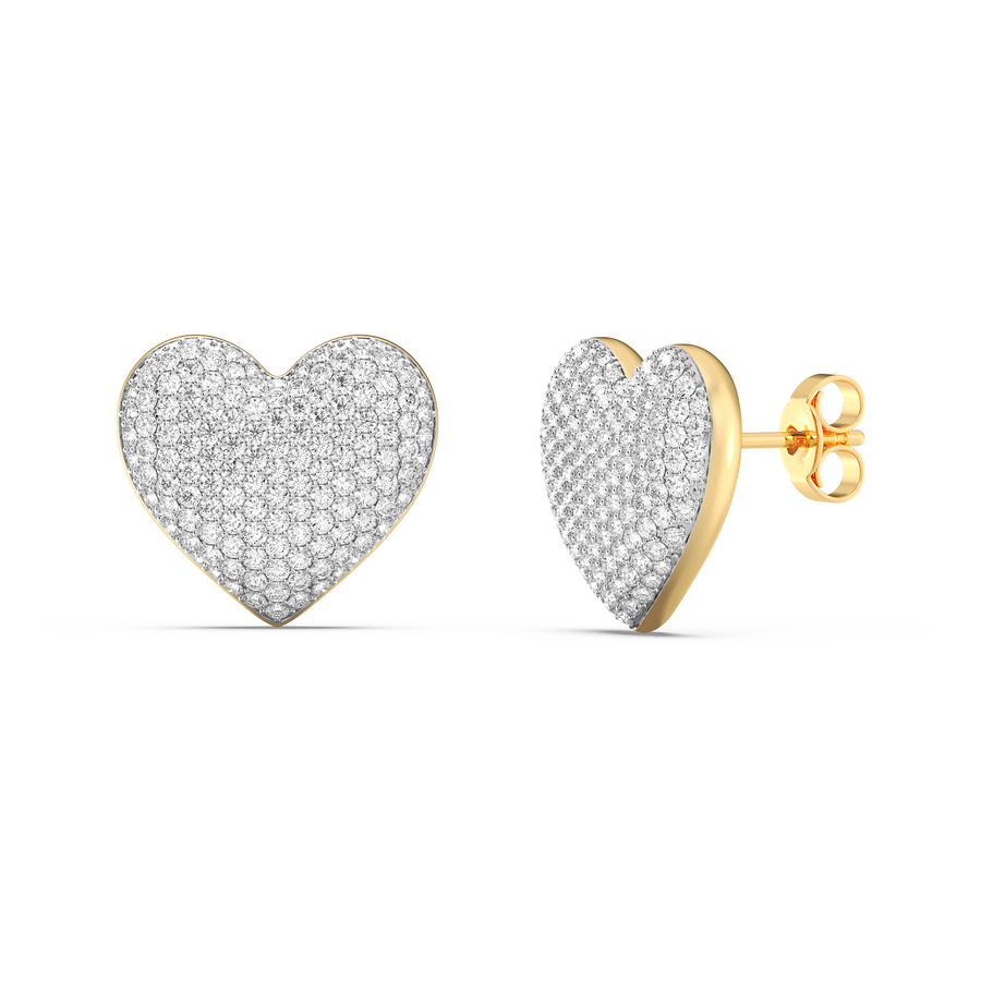Hello Ella Heart Studs in White