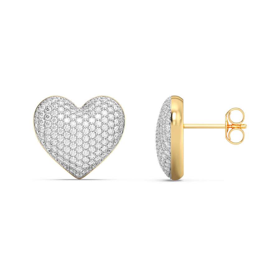 Hello Ella Heart Studs in White