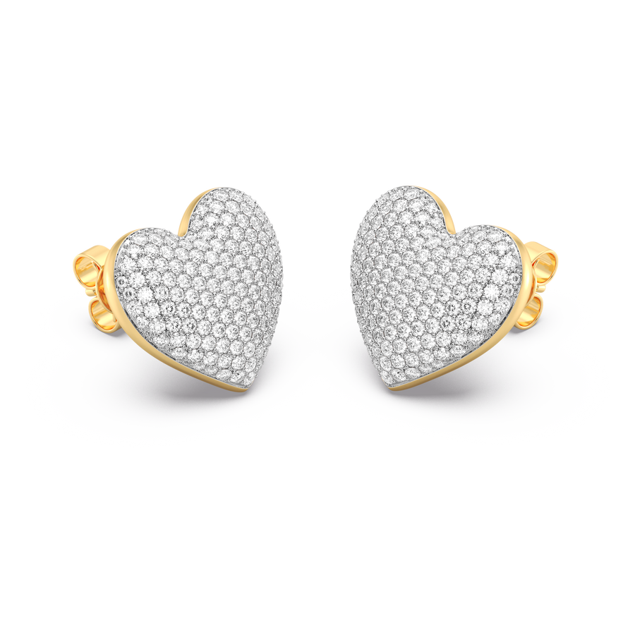 Hello Ella Heart Studs in White
