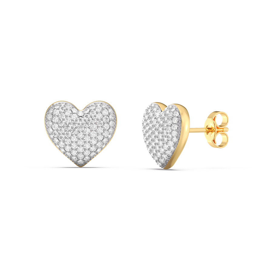 Hello Ella Heart Studs in White