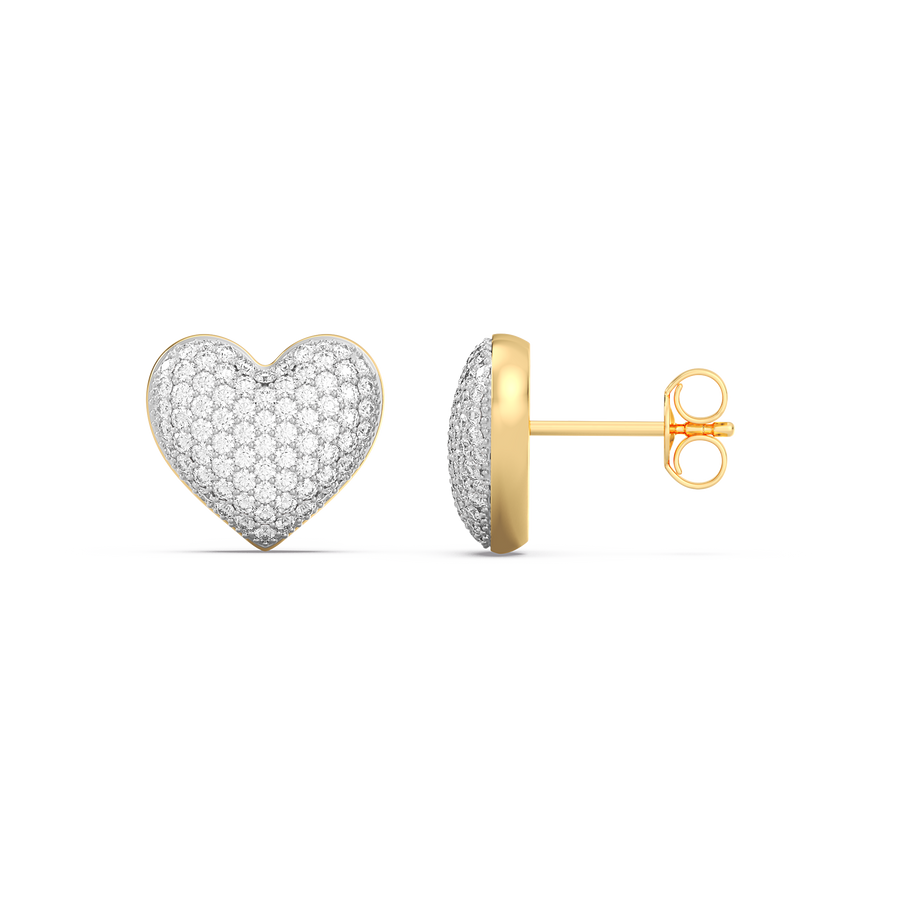 Hello Ella Heart Studs in White