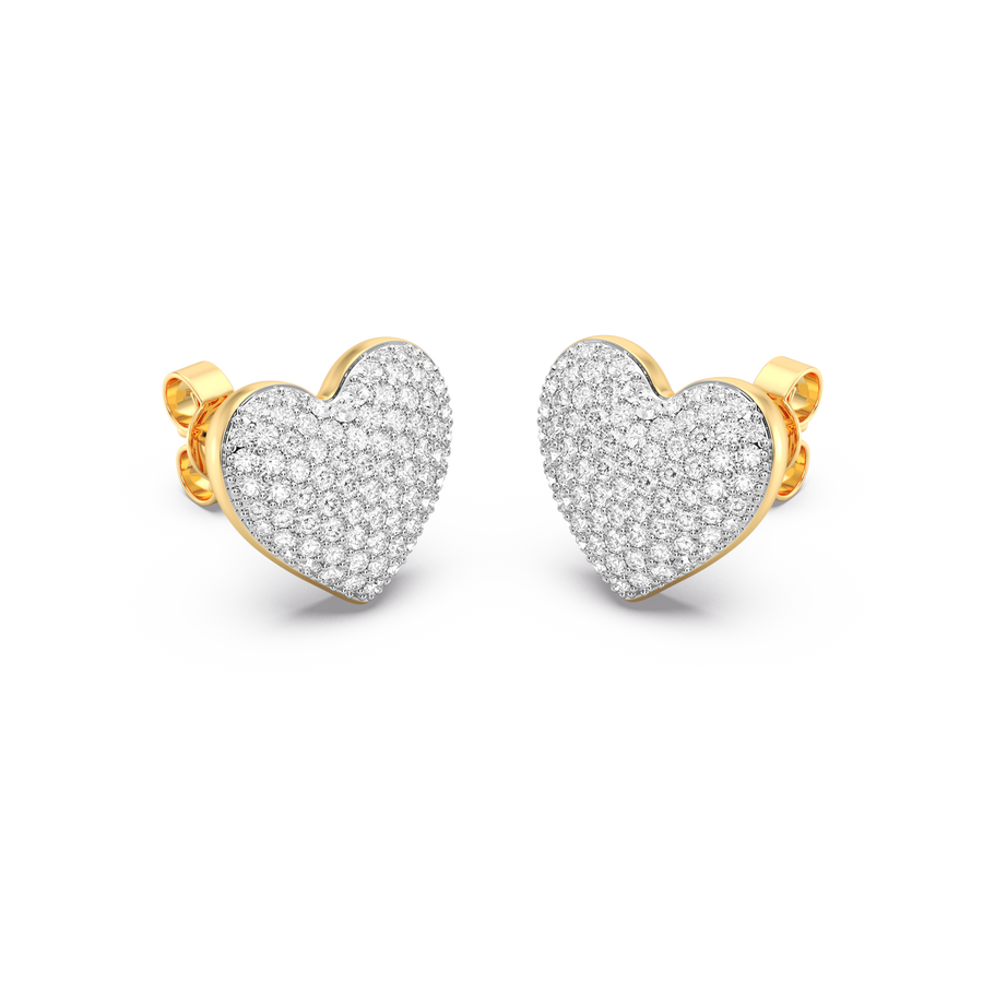 Hello Ella Heart Studs in White