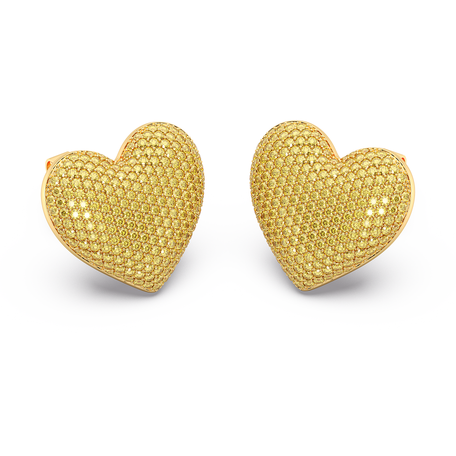 Hello Ella Heart Studs in Yellow