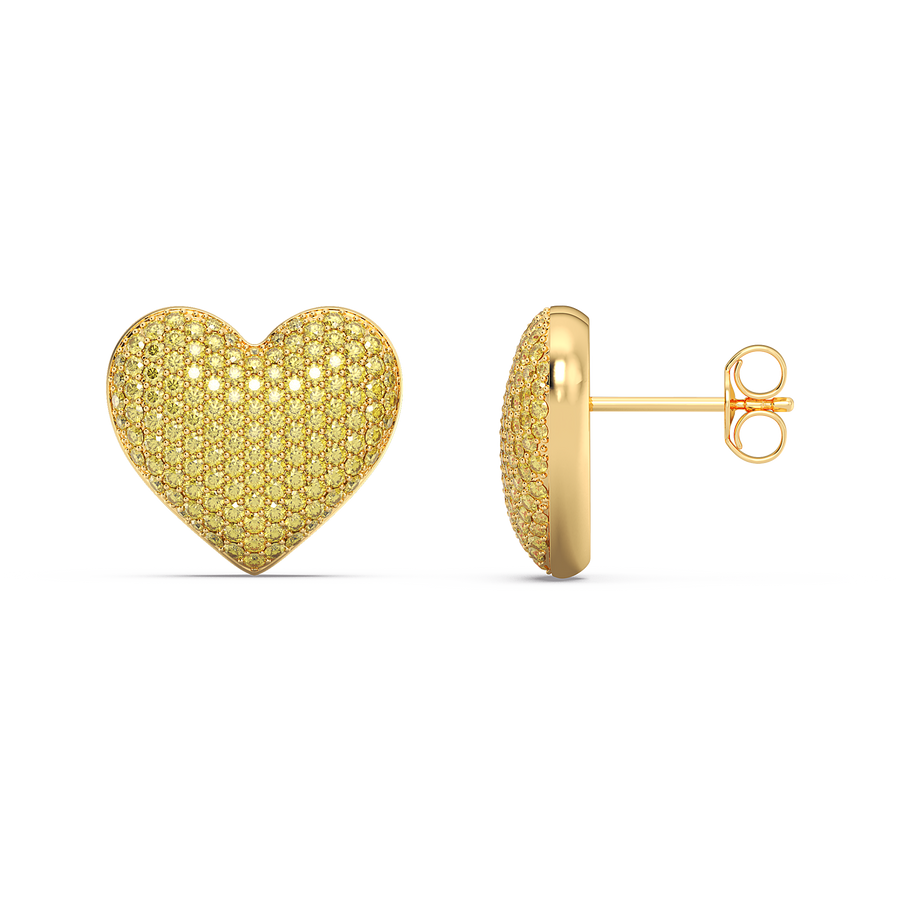 Hello Ella Heart Studs in Yellow