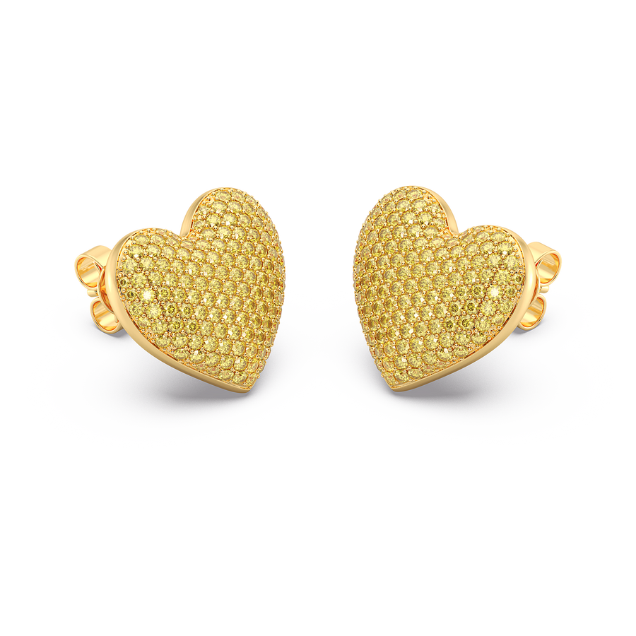Hello Ella Heart Studs in Yellow