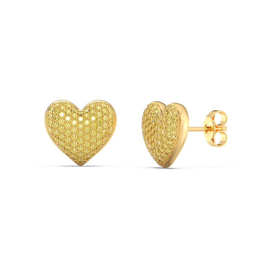 Hello Ella Heart Studs in Yellow