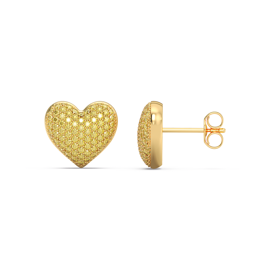 Hello Ella Heart Studs in Yellow