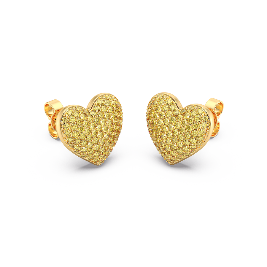 Hello Ella Heart Studs in Yellow
