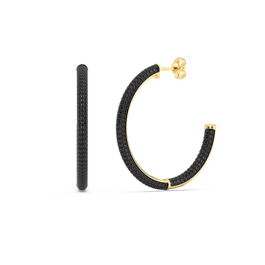 Hello Ella Hoop Earrings in Black