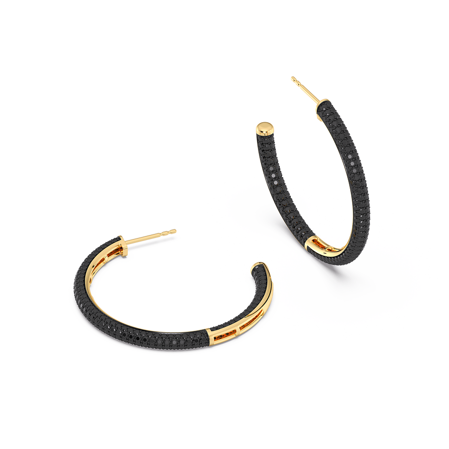 Hello Ella Hoop Earrings in Black