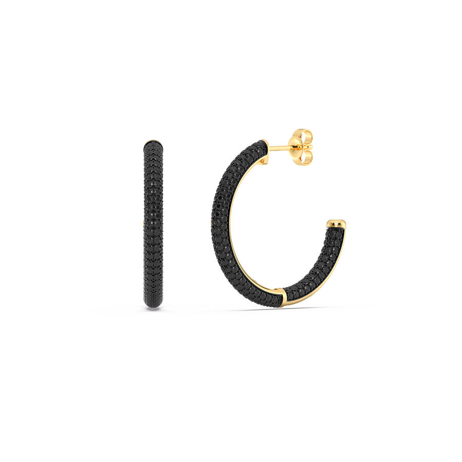 Hello Ella Hoop Earrings in Black