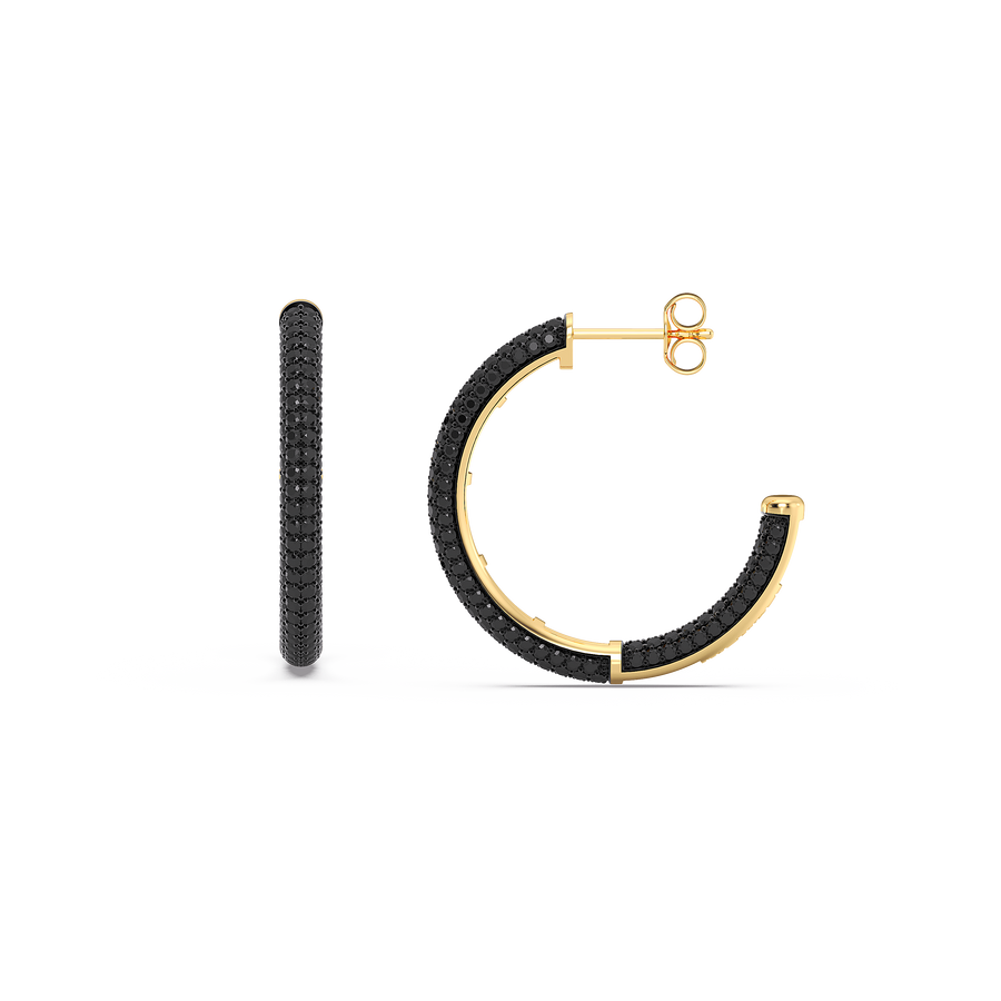 Hello Ella Hoop Earrings in Black