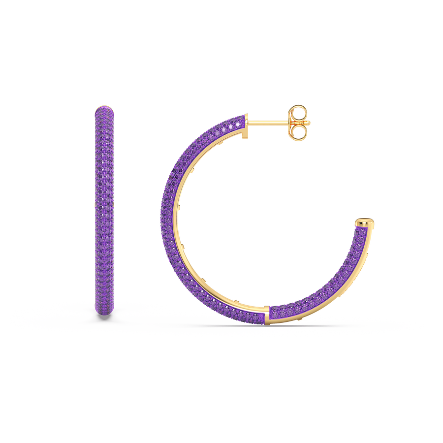 Hello Ella Hoop Earrings in Purple