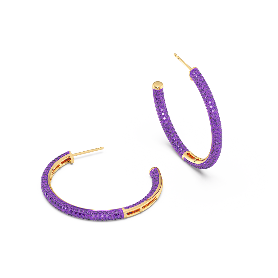 Hello Ella Hoop Earrings in Purple