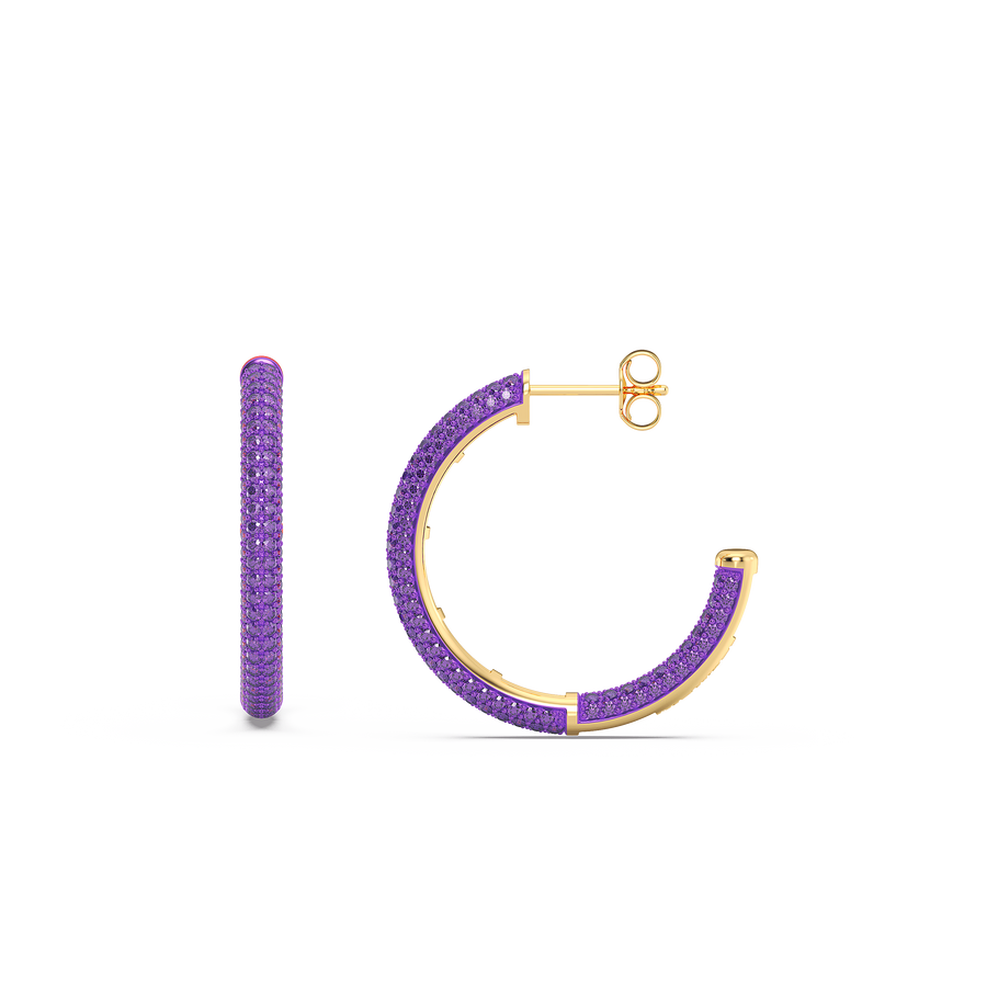 Hello Ella Hoop Earrings in Purple