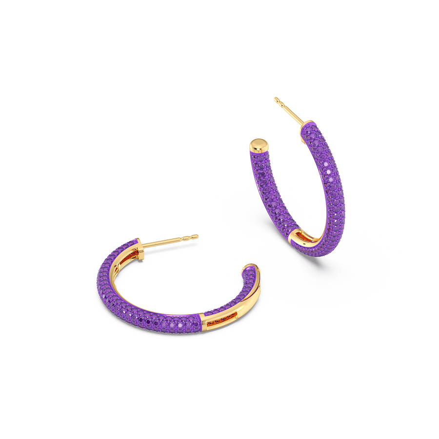Hello Ella Hoop Earrings in Purple