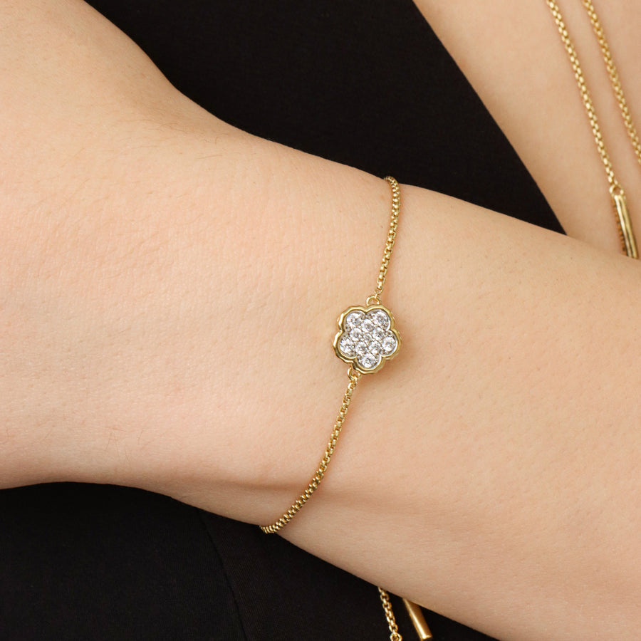 Lab-Grown Signature Flower Adjustable Bolo Bracelet