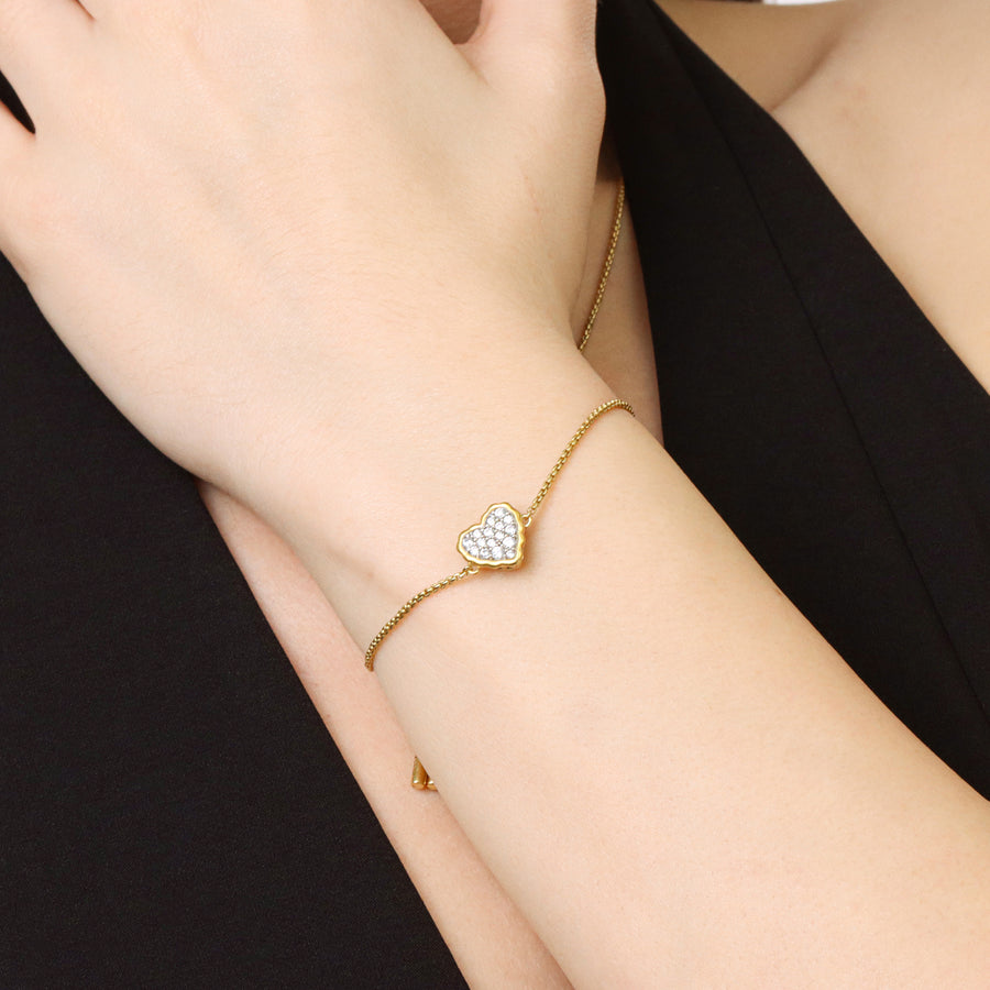 Lab-Grown Signature Heart Adjustable Bolo Bracelet