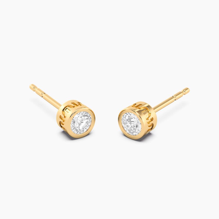 Lab-Grown 0.33 Ct Signature Bezel Stud Earrings