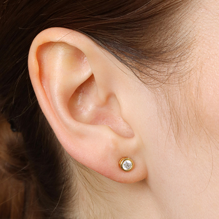 Lab-Grown 0.26 Ct Bezel Stud Earrings