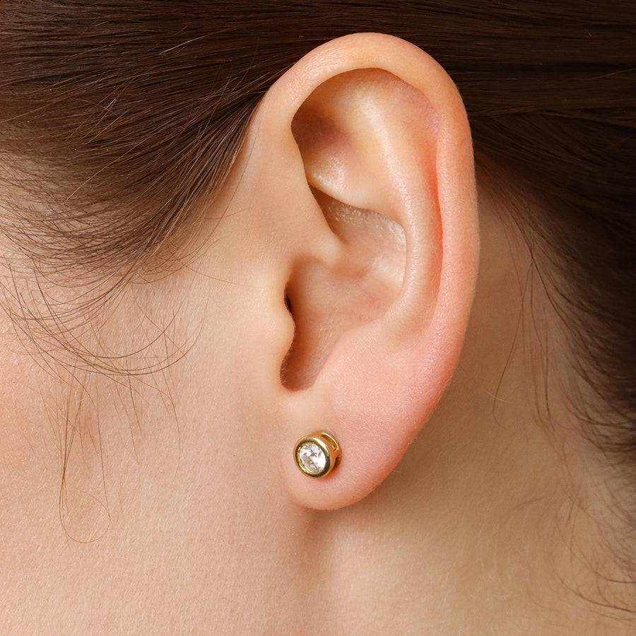 Lab-Grown 0.50 Ct Bezel Stud Earrings