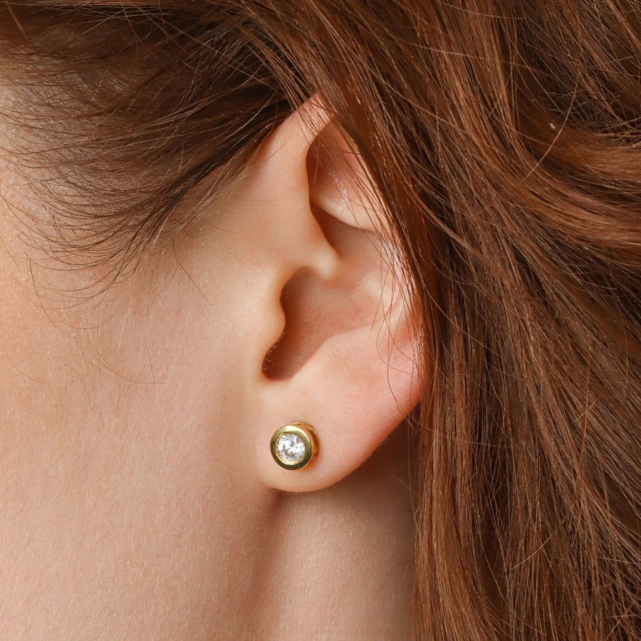 Lab-Grown 0.66 Ct Bezel Stud Earrings