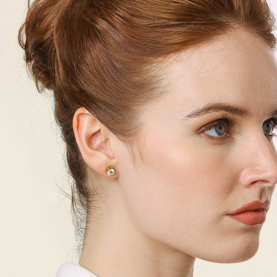 Lab-Grown 1.00 Ct Bezel Stud Earrings