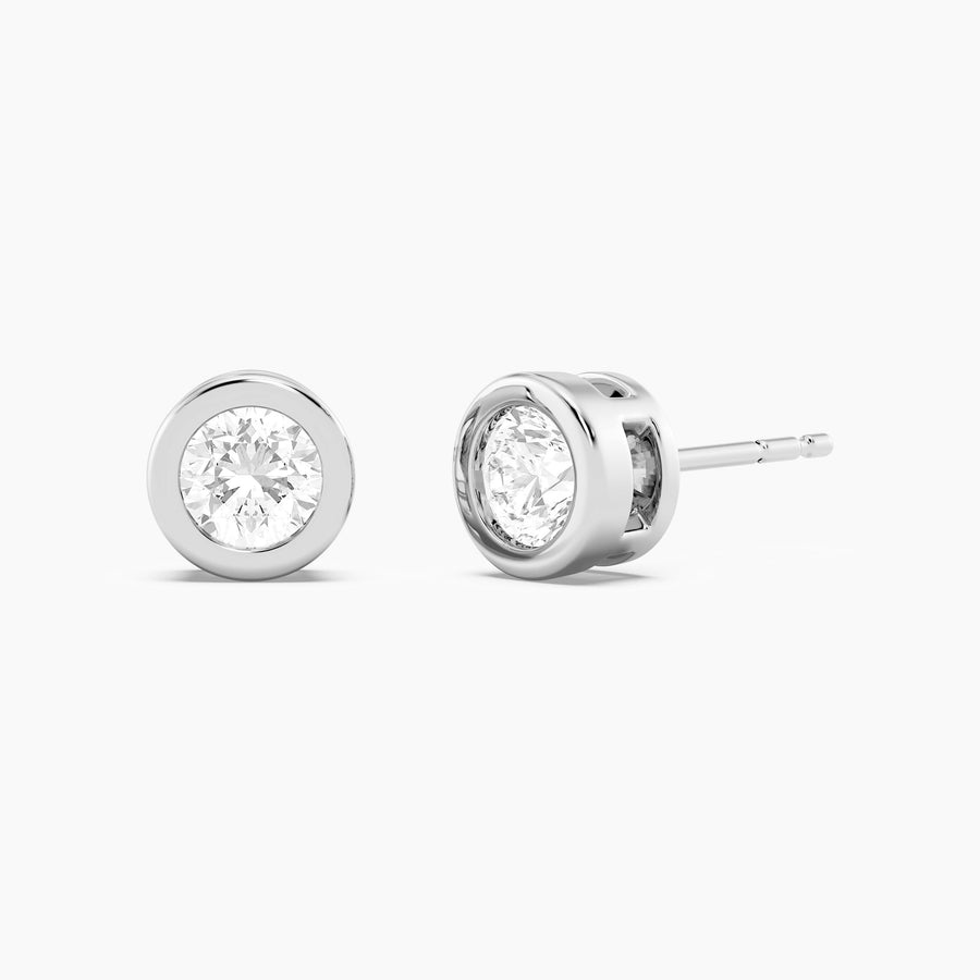 Lab-Grown 1.00 Ct Bezel Stud Earrings