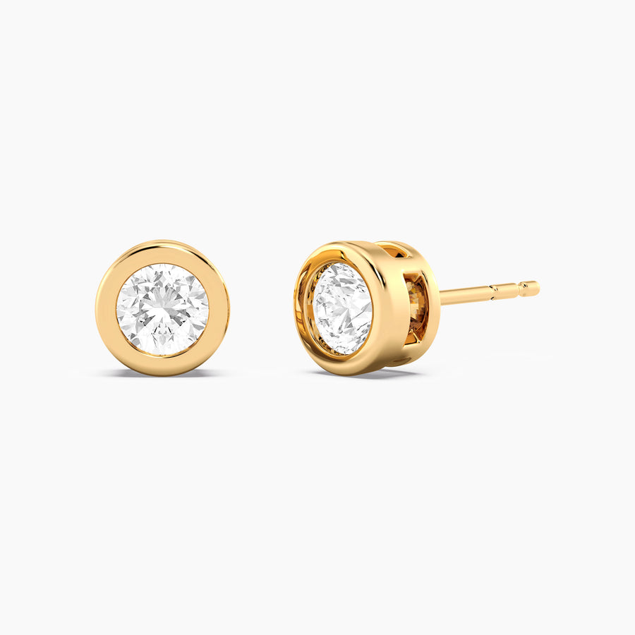 Lab-Grown 1.00 Ct Bezel Stud Earrings