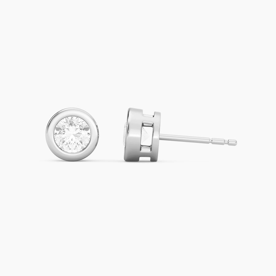 Lab-Grown 1.00 Ct Bezel Stud Earrings