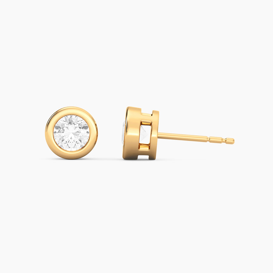 Lab-Grown 1.00 Ct Bezel Stud Earrings