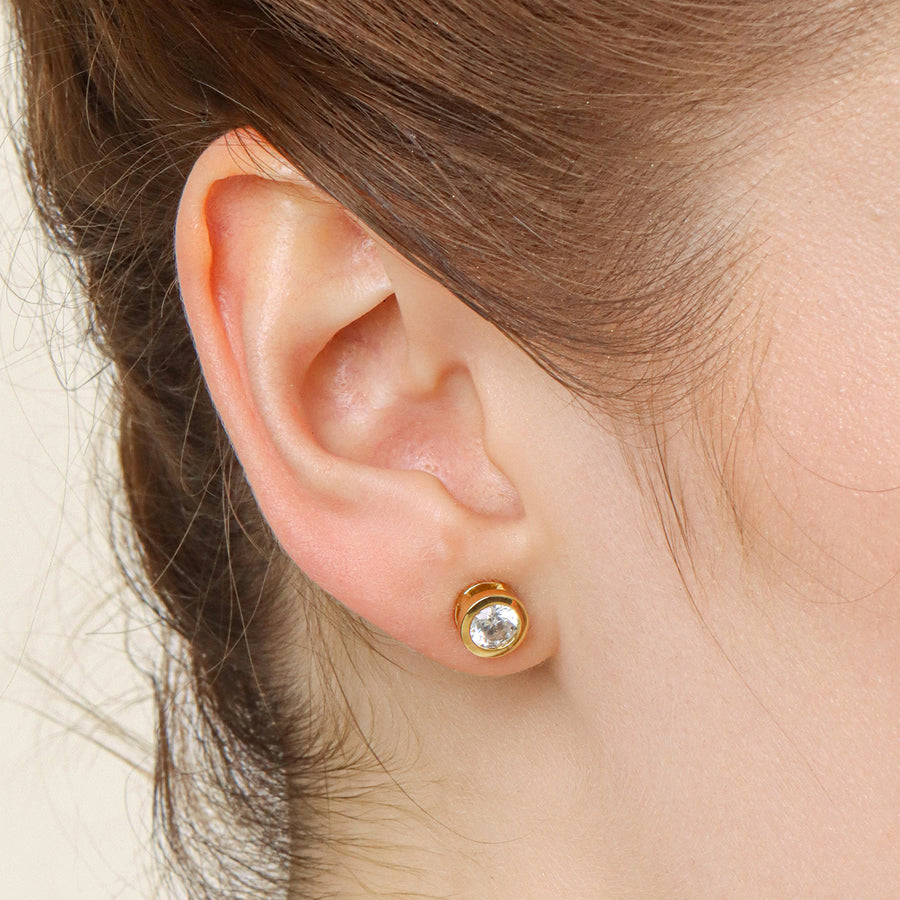 Lab-Grown 1.00 Ct Bezel Stud Earrings