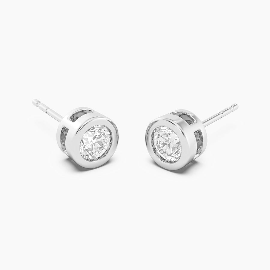 Lab-Grown 1.00 Ct Bezel Stud Earrings