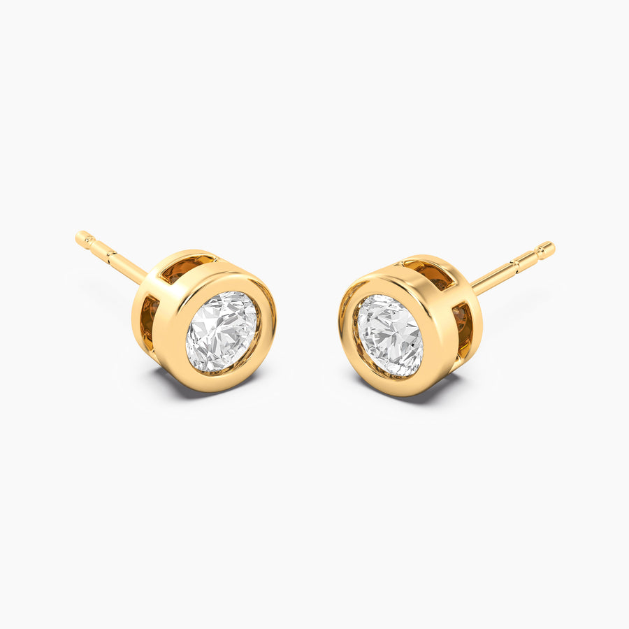 Lab-Grown 1.00 Ct Bezel Stud Earrings