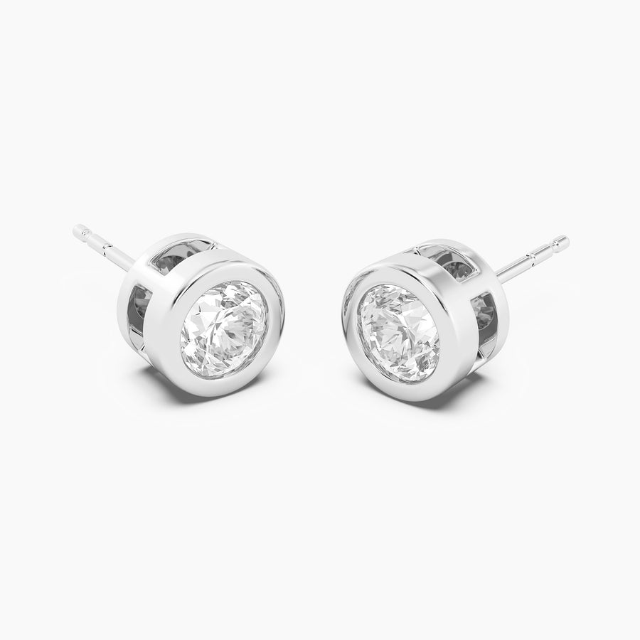 Lab-Grown 1.50 Ct Bezel Stud Earrings
