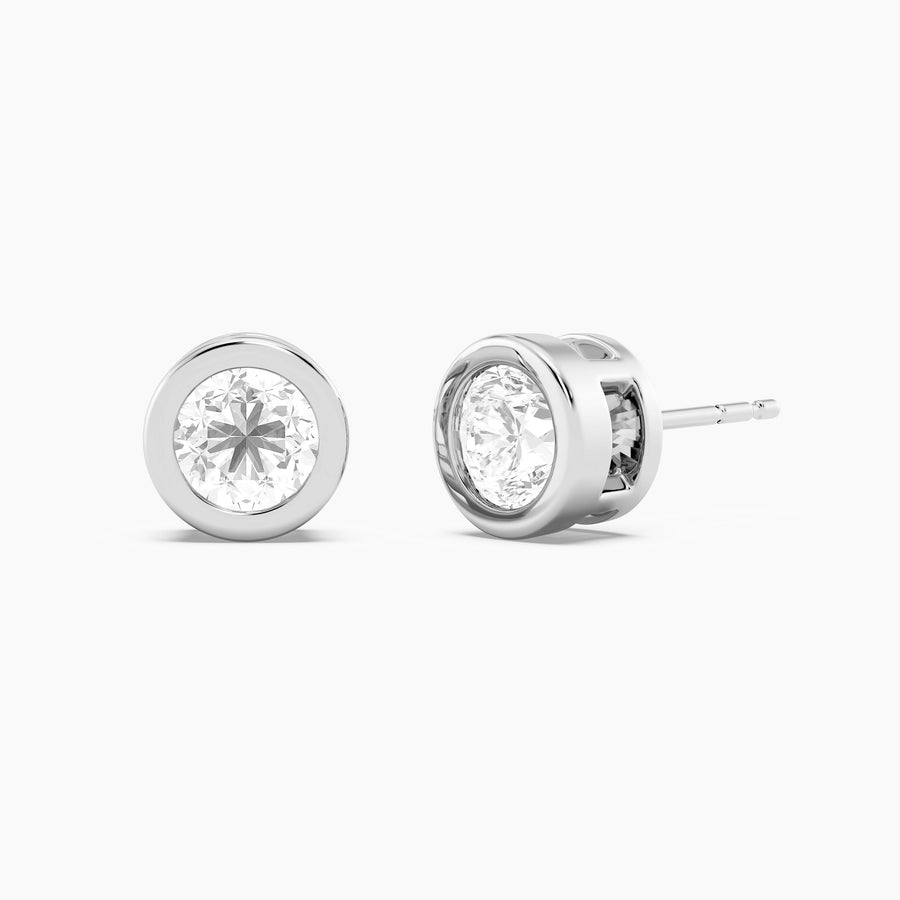 Lab-Grown 1.50 Ct Bezel Stud Earrings