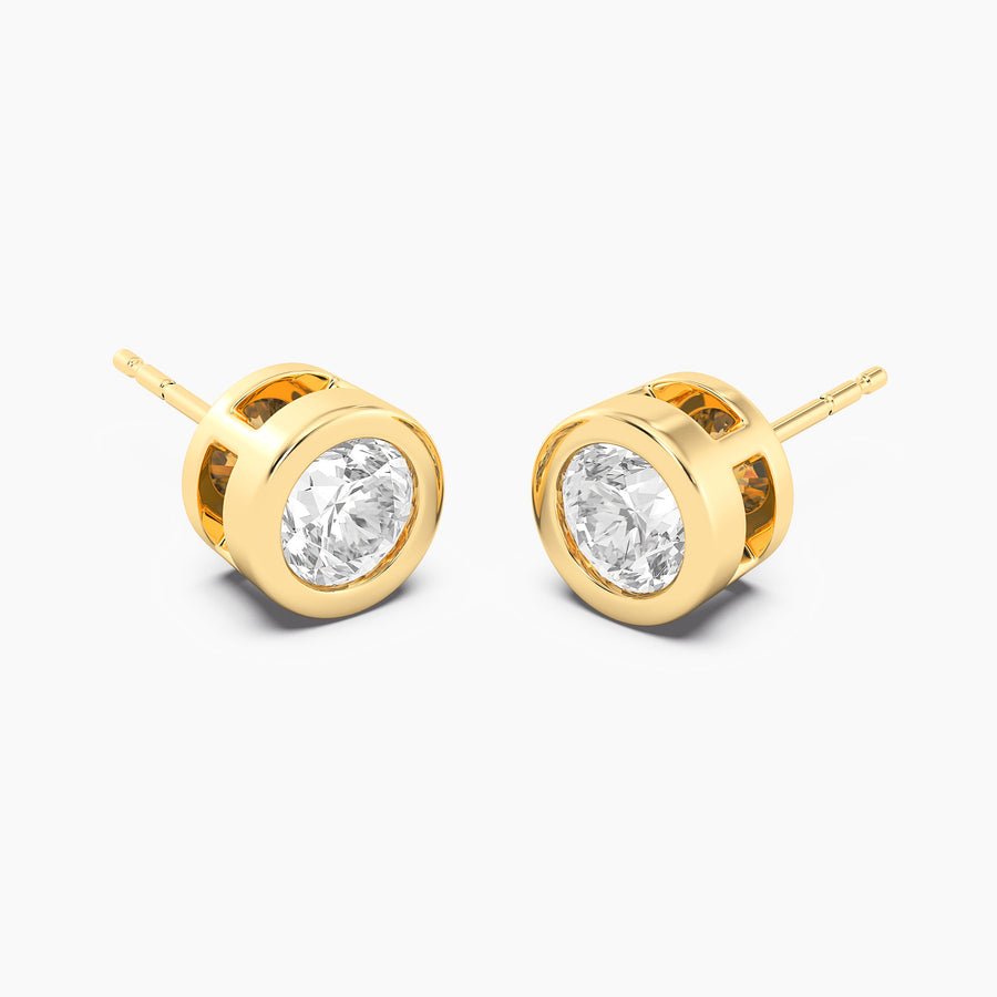 Lab-Grown 1.50 Ct Bezel Stud Earrings