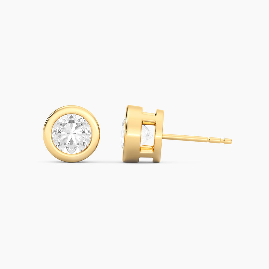 Lab-Grown 1.50 Ct Bezel Stud Earrings
