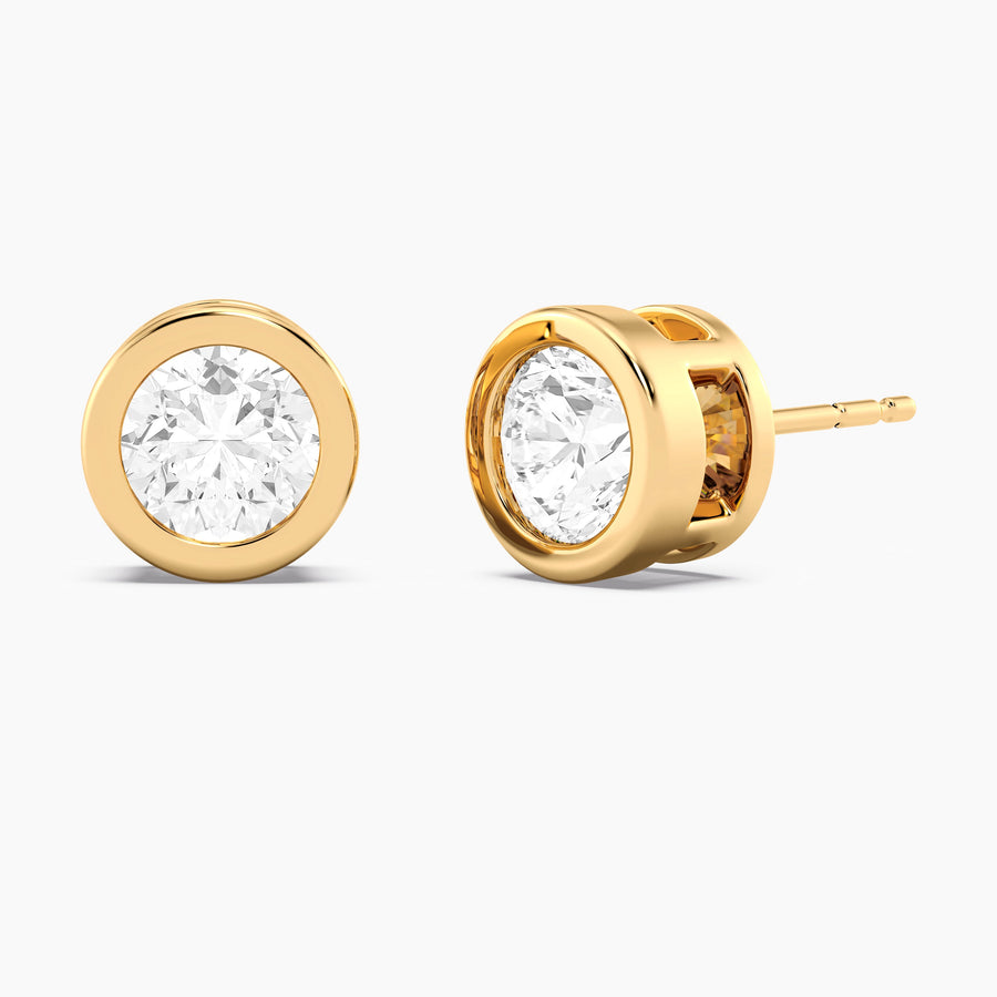 Lab-Grown 2.00 Ct Bezel Stud Earrings