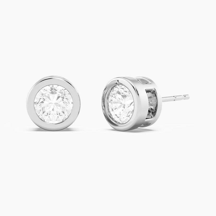 Lab-Grown 2.00 Ct Bezel Stud Earrings