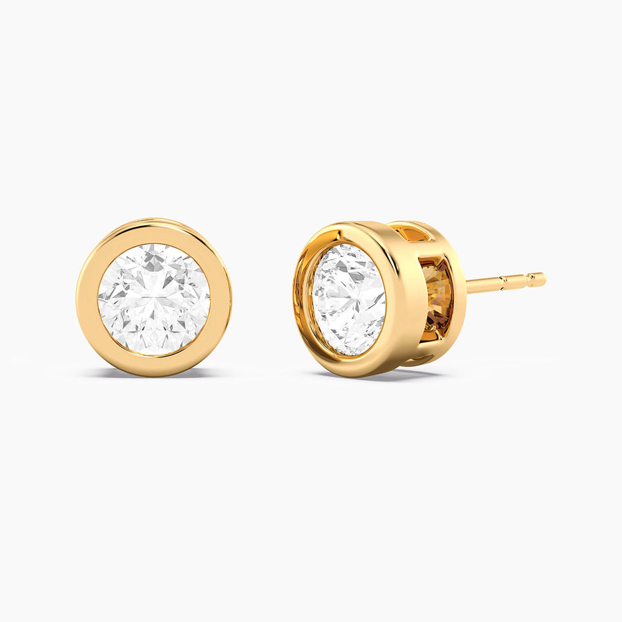 Lab-Grown 2.00 Ct Bezel Stud Earrings