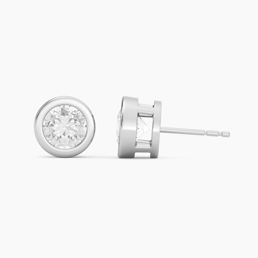 Lab-Grown 2.00 Ct Bezel Stud Earrings