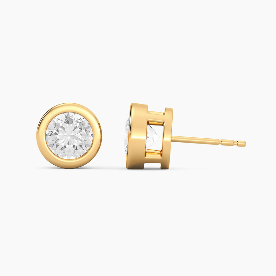 Lab-Grown 2.00 Ct Bezel Stud Earrings