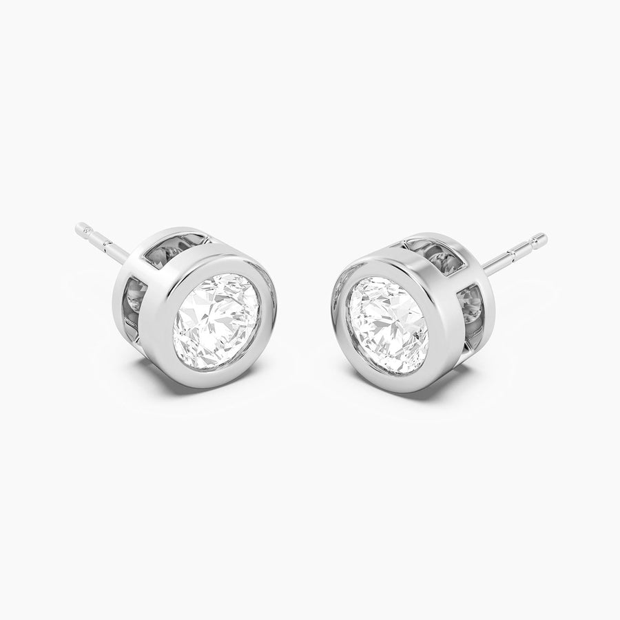 Lab-Grown 2.00 Ct Bezel Stud Earrings