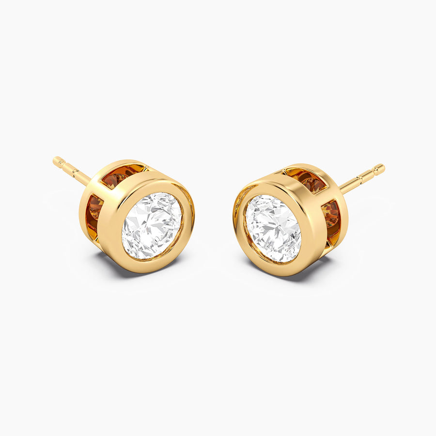 Lab-Grown 2.00 Ct Bezel Stud Earrings