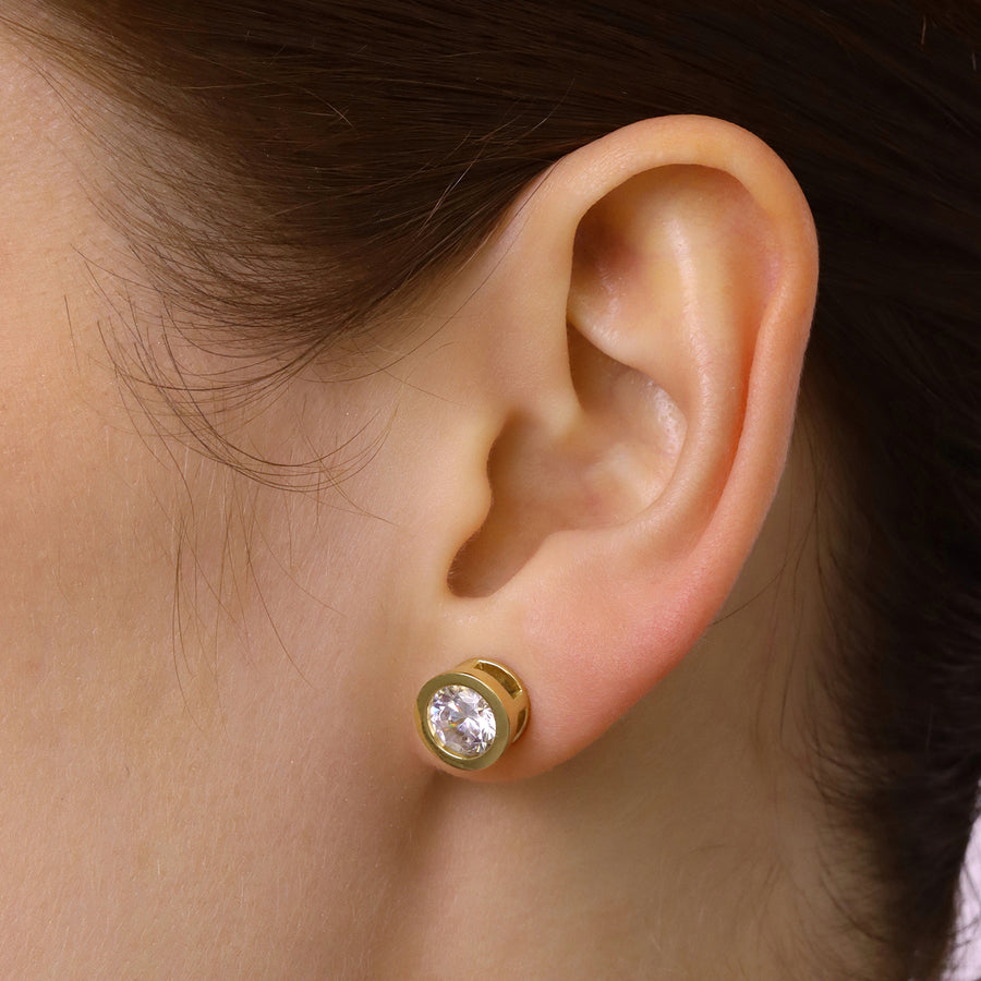 Lab-Grown 2.00 Ct Bezel Stud Earrings