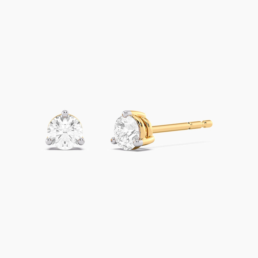 Lab-Grown 0.33 Ct Three Prong Stud Earrings