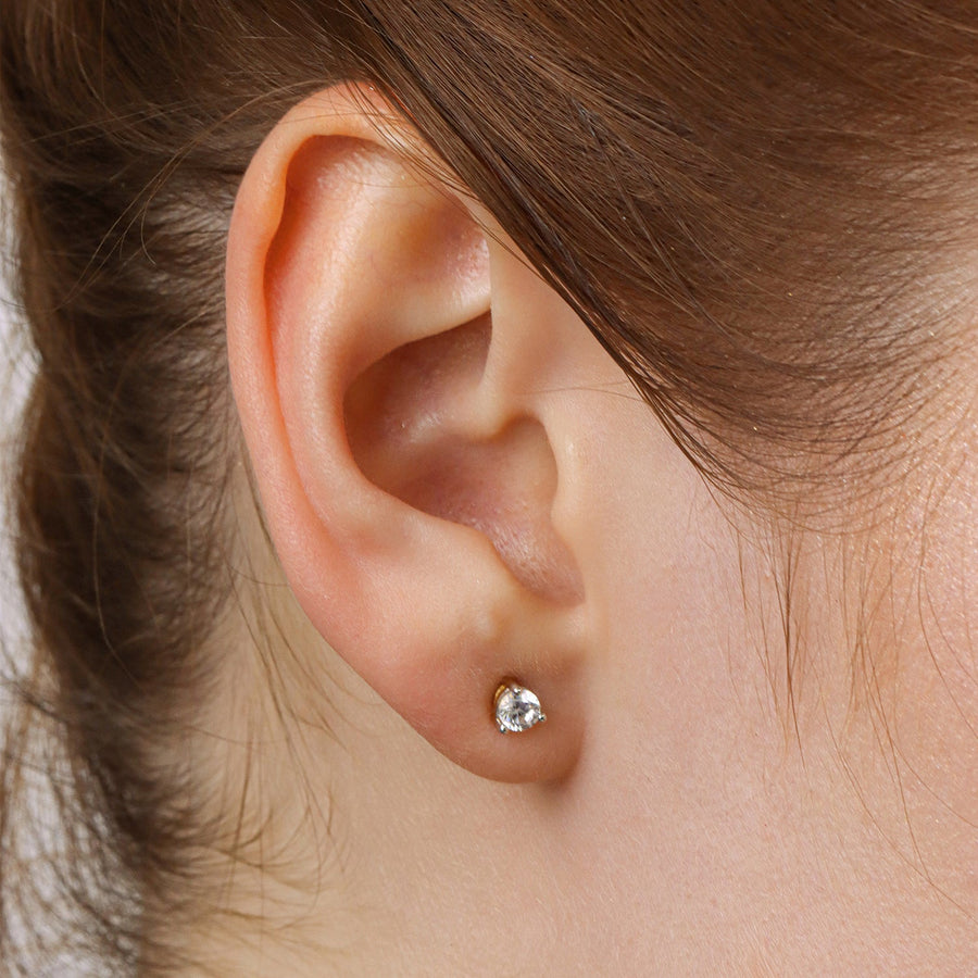 Lab-Grown 0.33 Ct Three Prong Stud Earrings