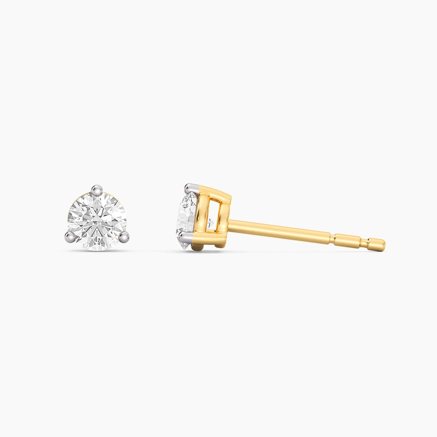 Lab-Grown 0.33 Ct Three Prong Stud Earrings