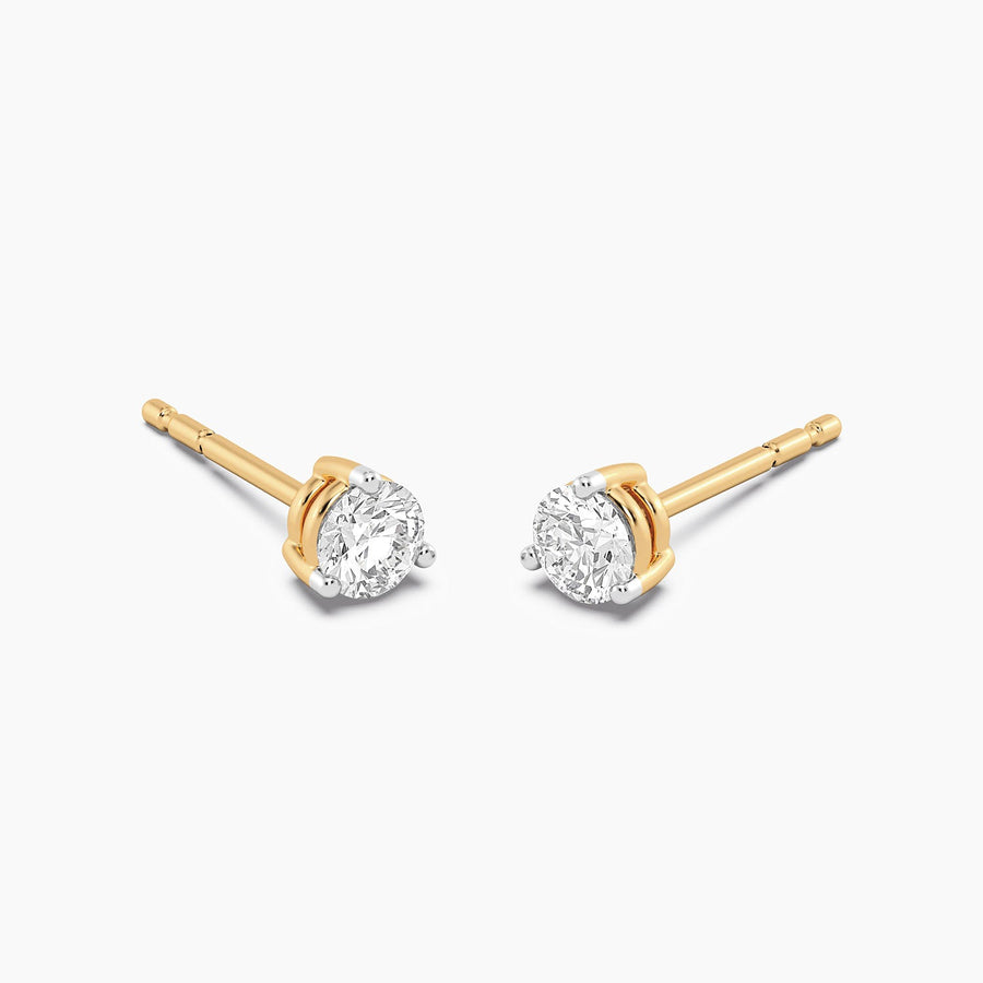 Lab-Grown 0.33 Ct Three Prong Stud Earrings